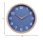 Blue 12-Inch Silent Wood Wall Clock