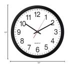 16-Inch Black Silent Wall Clock - Easy to Read