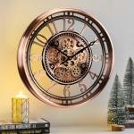 Industrial Steampunk Wall Clock with Rose Gold Finish