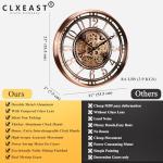 Industrial Steampunk Wall Clock with Rose Gold Finish