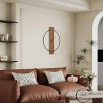 Extra Large Brown Wall Clock with Metal Frame