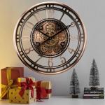 Industrial Steampunk Wall Clock with Rose Gold Finish