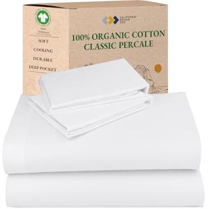 Organic Cotton Queen Percale Sheet Set - White