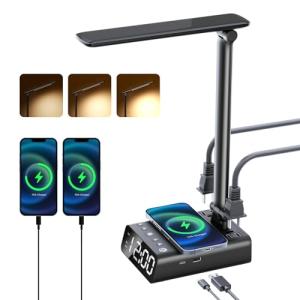LED Desk Lamp with Wireless Charger and USB Ports