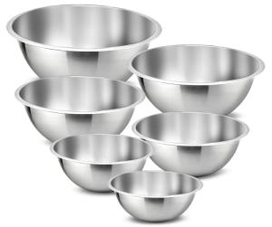 NutriChef 6-Piece Stainless Steel Mixing Bowl Set