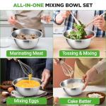 NutriChef 6-Piece Stainless Steel Mixing Bowl Set