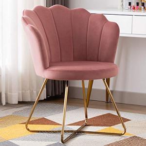 Pink Velvet Accent Chair with Golden Legs