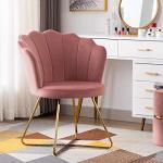 Pink Velvet Accent Chair with Golden Legs