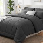 CozyLux 7-Piece Dark Grey Queen Comforter Set