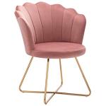 Pink Velvet Accent Chair with Golden Legs