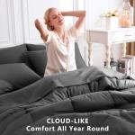 CozyLux 7-Piece Dark Grey Queen Comforter Set