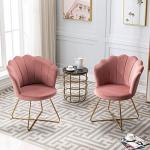 Pink Velvet Accent Chair with Golden Legs