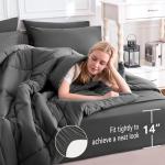 CozyLux 7-Piece Dark Grey Queen Comforter Set