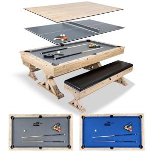 3-in-1 Pool Table with Dining Top and Seating