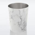 mDesign Marble Round Small Stainless Steel Trash Can