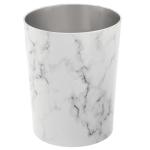mDesign Marble Round Small Stainless Steel Trash Can