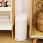 Slim Plastic Trash Can with Press Top Lid - White