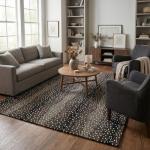 Contemporary Blue Animal Print Wool Area Rug 12x9