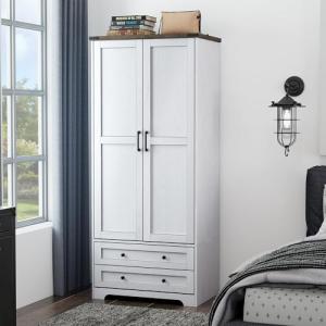71" Wooden Armoire Wardrobe with Adjustable Shelves