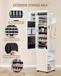 8-LEDs Mirror Jewelry Cabinet with Garment Rack