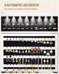 8-LEDs Mirror Jewelry Cabinet with Garment Rack