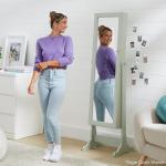 Freestanding Jewelry Armoire with Mirror and Storage