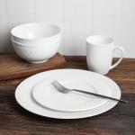16-Piece White Basket Weave Dinnerware Set