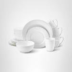 16-Piece White Basket Weave Dinnerware Set