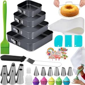Square Cake Pan Set with Decorating Tools