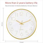 Foxtop 12-Inch Gold Silent Wall Clock