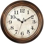Vintage 12 Inch Silent Wall Clock in Bronze