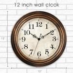 Vintage 12 Inch Silent Wall Clock in Bronze