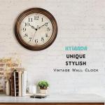 Vintage 12 Inch Silent Wall Clock in Bronze