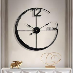 Large Silent Black Metal Wall Clock