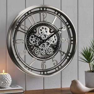 Large Industrial Wall Clock with Moving Gears