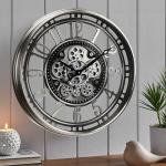Large Industrial Wall Clock with Moving Gears