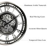 Large Industrial Wall Clock with Moving Gears
