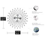 Large Silent Quartz Wall Clock - 24 Inches Silver