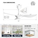 Reiga 52-Inch Modern Ceiling Fan with Remote