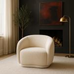 Hyde Collection Cream Boucle Accent Chair
