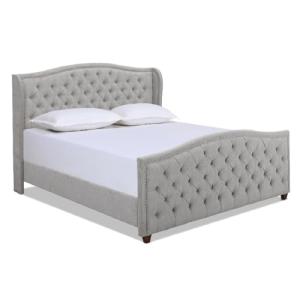 Marcella King Upholstered Shelter Headboard in Silver Grey