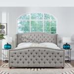 Marcella King Upholstered Shelter Headboard in Silver Grey