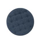 Navy Button Tufted Round Storage Ottoman