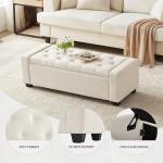 Ivory Storage Ottoman Bench with Safety Hinges