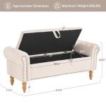 Large Beige Wood and Foam Storage Bench