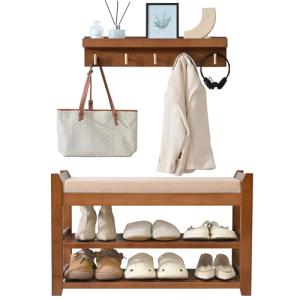 PETKABOO Entryway Shoe Rack with Coat Rack Bench