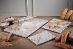 White Marble Pastry Board 16x20 Inch with Rubber Feet