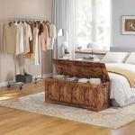 Wood Storage Bench with Safety Hinges, 120 cm