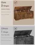 Wood Storage Bench with Safety Hinges, 120 cm