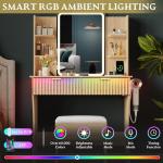 LED Vanity Desk with Storage and Chair